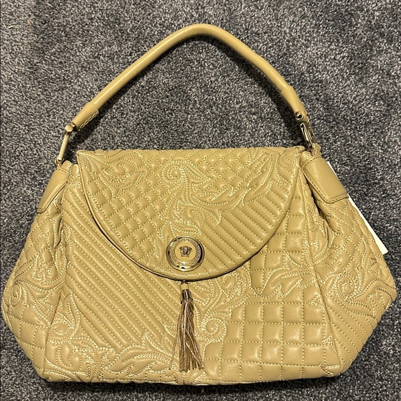 Versace vanitas ivory/cream embroidered leather shoulder bag Medusa #286 - Picture 8 of 8